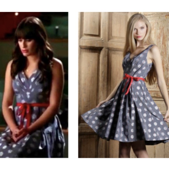 RARE Anthro Eva Franco Abigail Metallic Silver Polka Dot Tie Waist Bow Dress - 2 - Picture 3 of 15